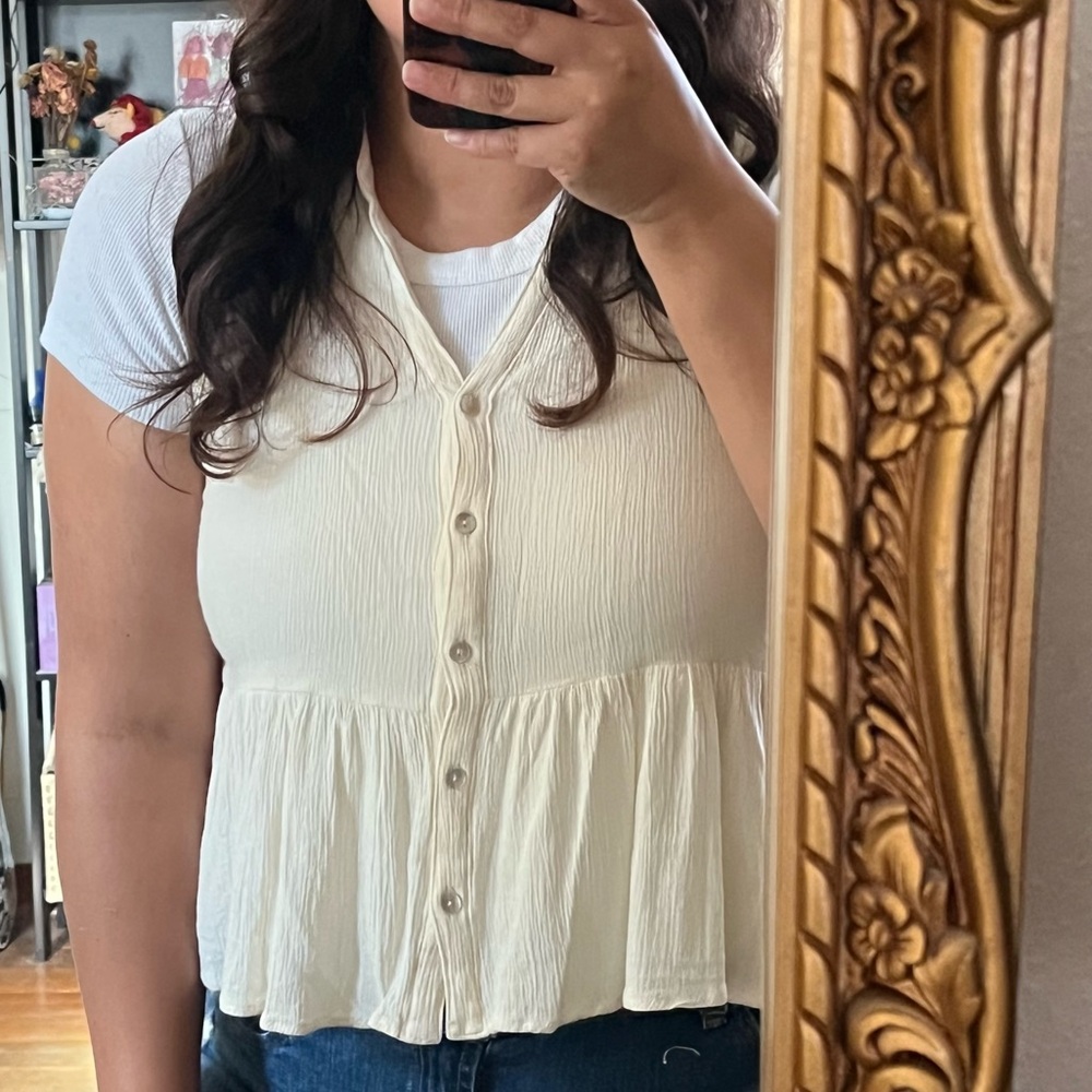Flowy Cream Blouse Cami